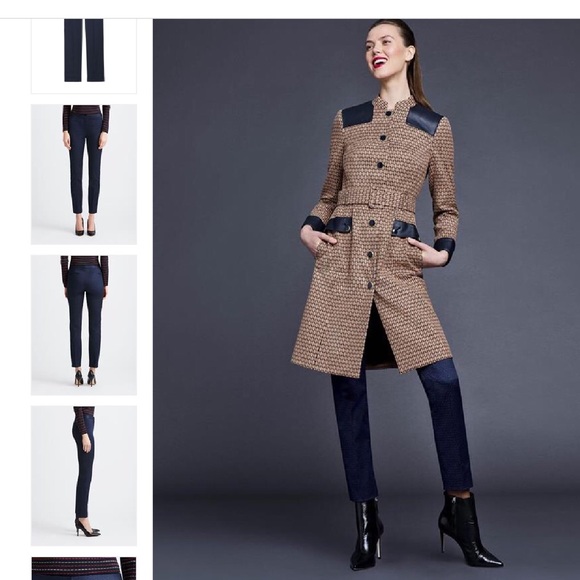 NWT Etcetera Blue Diamond Embossed Ankle Pants Trousers Sz 6 $238 - Picture 6 of 8